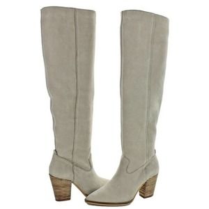 Lucky Brand Women's Size 7M/37.5 Azoola Leather Tall Boots 3”Chinchilla Slouchy.